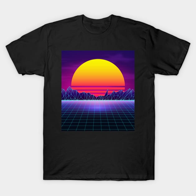 Brazen Yellow Sunset Synthwave T-Shirt by edmproject